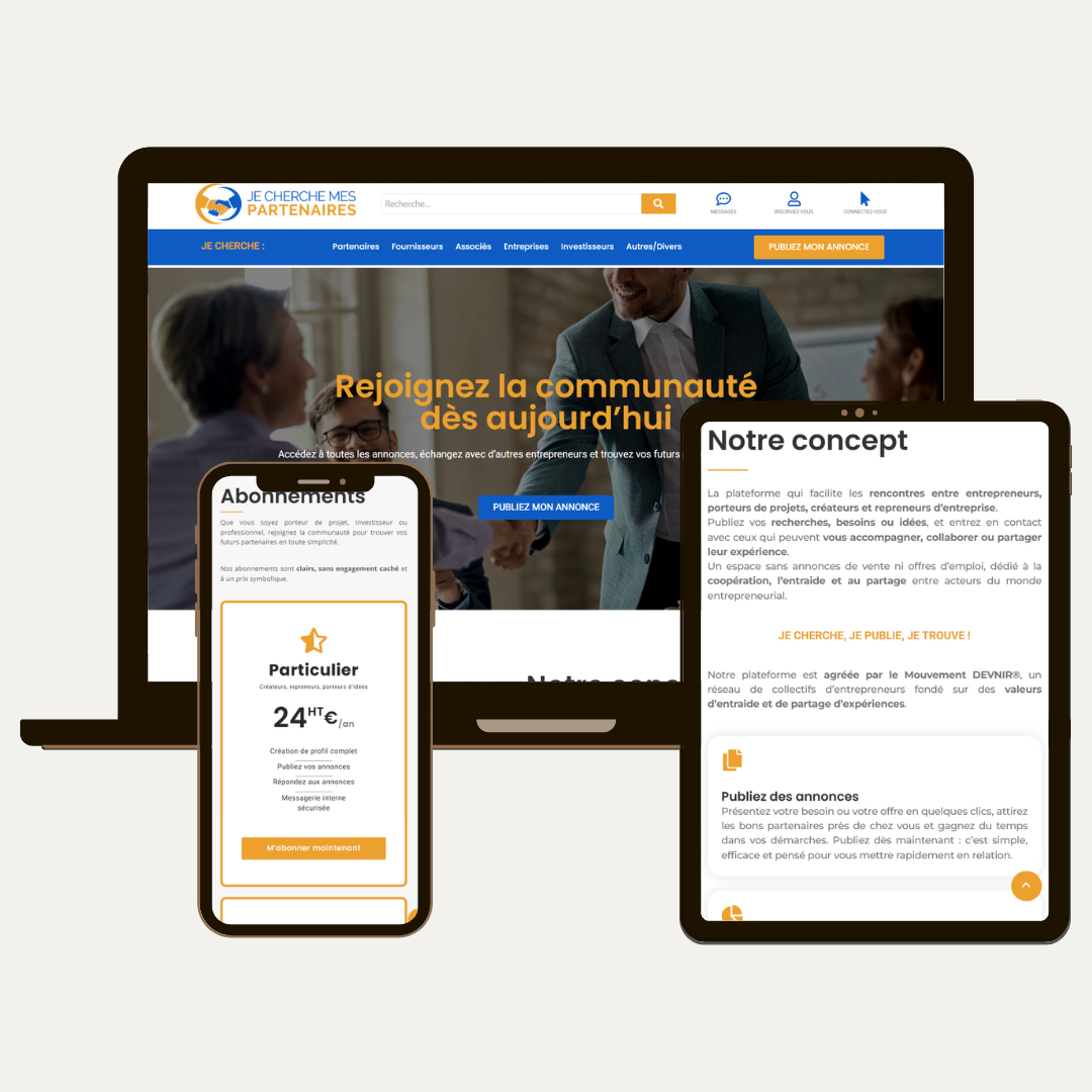 Réalisation du site Je Cherche Mes Partenaires